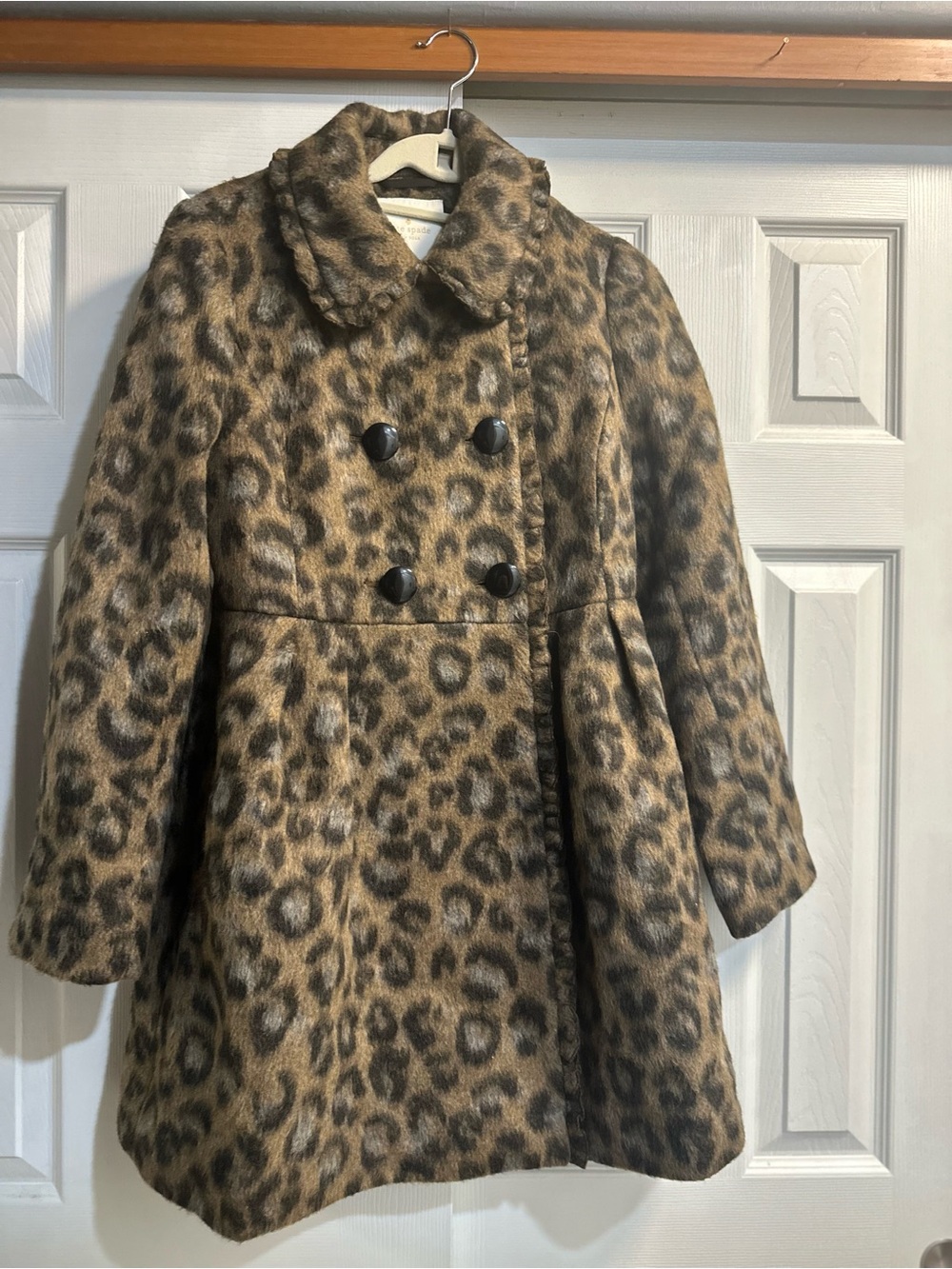 kate spade Leopard Print Pea Coat in Brown and Black